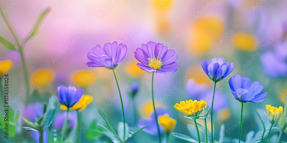 Vibrant Wildflower Scene Stunning Meadow of Violet and Yellow Clover. Perfect for Use in Design Projects and Wall Art Decor. Vibrant Wildflower Scene Stunning Meadow of Violet and Yellow Clover. Perfect for Use in Design Projects and Wall Art Decor.