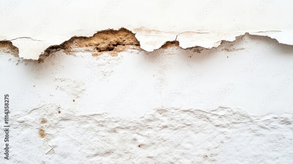 Obraz premium A visible stain disrupts the appearance of a white wall, emphasizing the concept of repair. This image illustrates the concept of repair with ample copy space.
