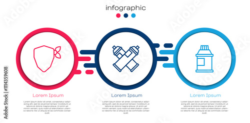 Set line Vandal, Paint spray can and Paint, gouache, jar, dye. Business infographic template. Vector