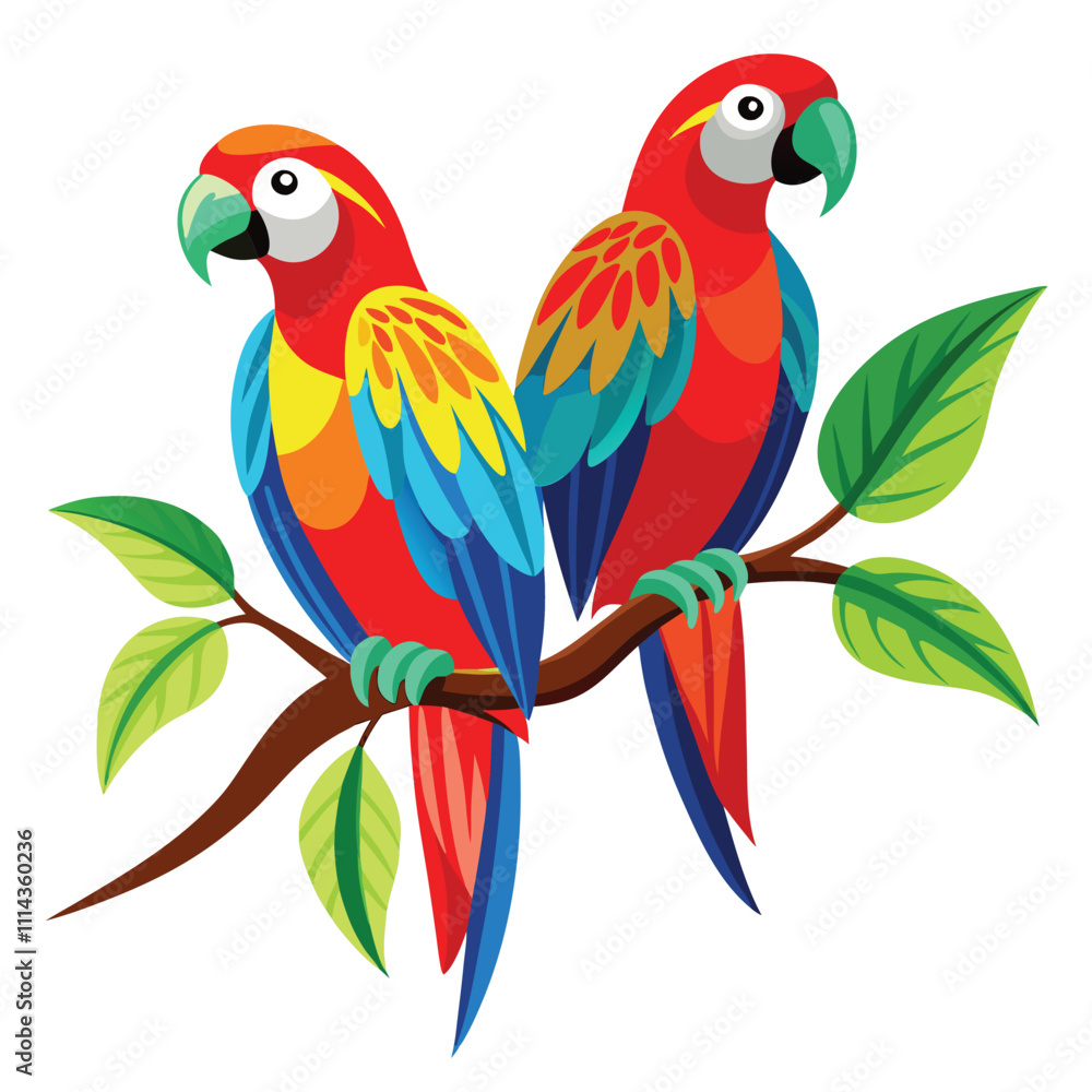Fototapeta premium two parrots on a branch