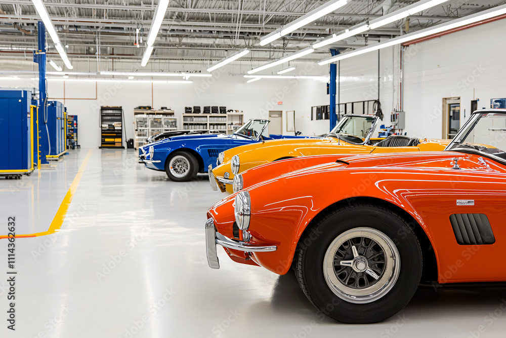 Fototapeta premium Automotive paint surface refinishing, precision metallic detailing