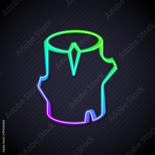 Glowing neon line Wooden log icon isolated on black background. Stack of firewood. Vector