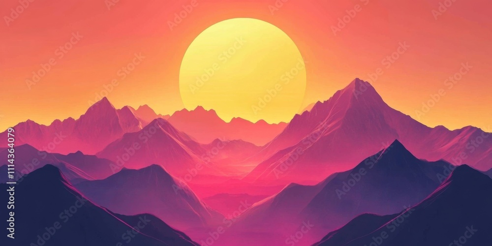 Majestic Sunset Over Vibrant Mountain Range: A Stunning Panorama of Nature's Hues at Golden Hour Majestic Sunset Over Vibrant Mountain Range: A Stunning Panorama of Nature's Hues at Golden Hour