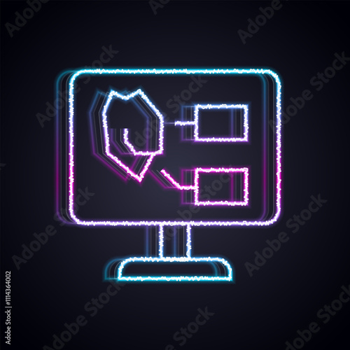 Glowing neon line Agricultural soil test and results icon isolated on black background. Digital soil analysis. Vector