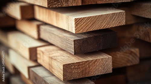 Stacked timber boards create an interesting texture, perfect for a variety of projects. This image of timber offers ample copy space, highlighting the allure of the wooden boards. photo