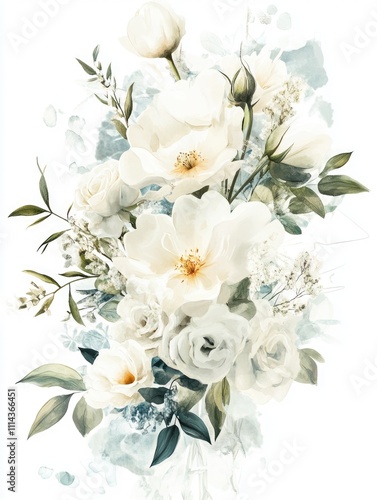 White flower bouquet on white background