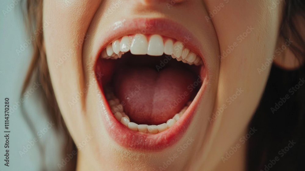 Woman, mouth and teeth in studio for oral health, dental care and orthodontics isolated on white background. Female person, smile and tooth whitening or hygiene, veneers and self care for wellness Woman, mouth and teeth in studio for oral health, dental care and orthodontics isolated on white background. Female person, smile and tooth whitening or hygiene, veneers and self care for wellness