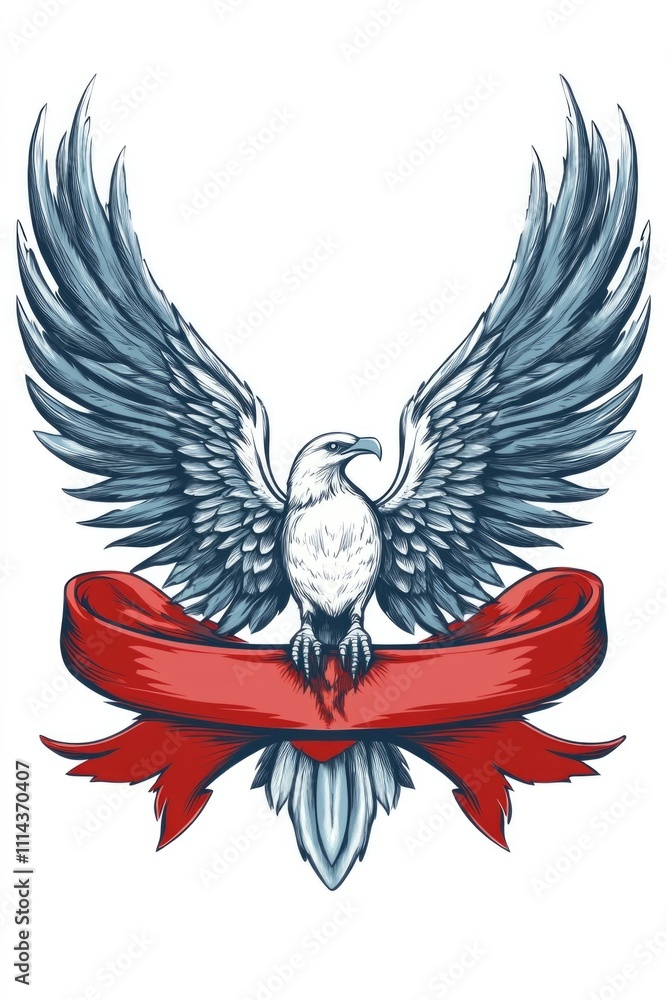 Obraz premium Eagle with Red Ribbon