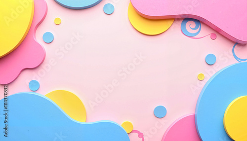 Colorful abstract paper shapes on pastel background, vibrant creative backdrop