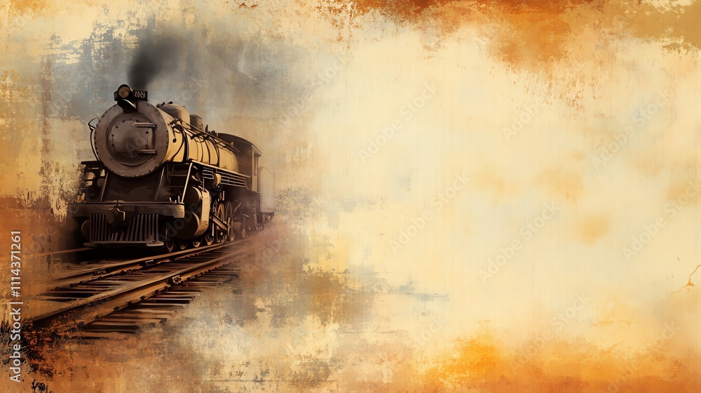 Obraz premium An antique steam locomotive chugging along on vintage tracks, evoking nostalgia and travel history.