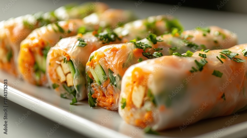 Delicious Tofu Veggie Summer Rolls Fresh Asian Cuisine Healthy Food Delicious Tofu Veggie Summer Rolls Fresh Asian Cuisine Healthy Food