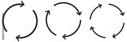 black recycling signs. Circular arrows set. eps 10