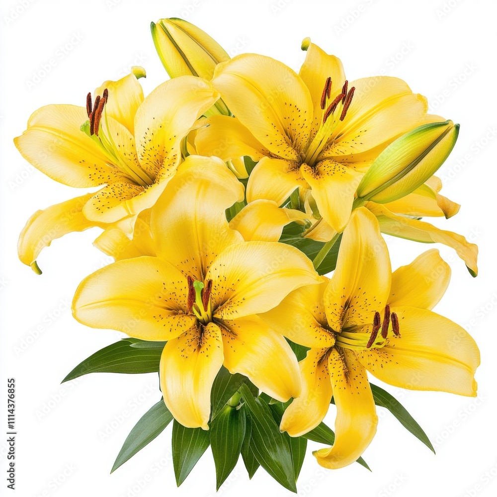 Obraz premium yellow lily flowers isolated on a clean white background