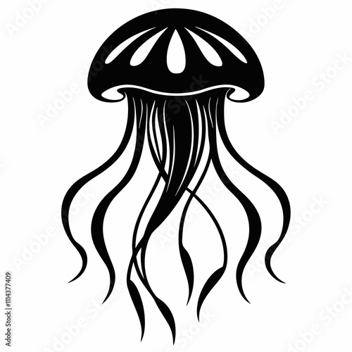 Jellyfish vector silhouette black design white background photo