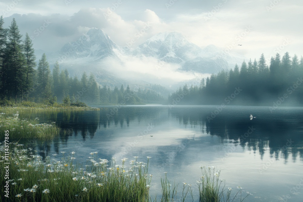 Fototapeta premium misty morning on the river