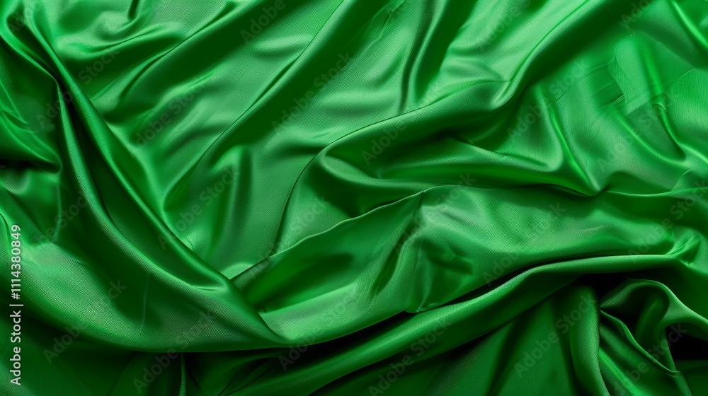 Obraz premium Lush emerald green silk fabric with elegant folds and drapes.