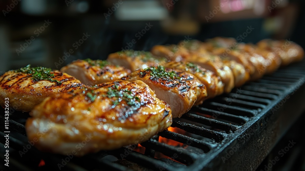 Grilled Chicken Breasts on BBQ Grill Delicious Food Grilled Chicken Breasts on BBQ Grill Delicious Food