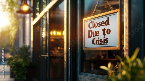 Closed Due to Crisis Sign on Business Door photo