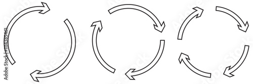 Circle arrow vector, icon set. Flat style icon recycle arrow symbol web graphic design. Rotation arrows icons. Vector illustration eps 10