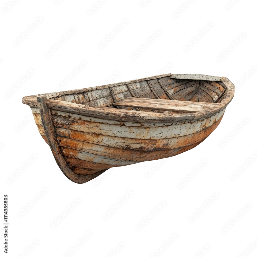 Rustic Wooden Boat on Transparent Background Rustic Wooden Boat on Transparent Background
