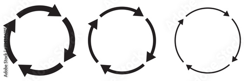 Circle arrow vector, icon set. Flat style icon recycle arrow symbol web graphic design. Rotation arrows icons. Vector illustration eps 10
