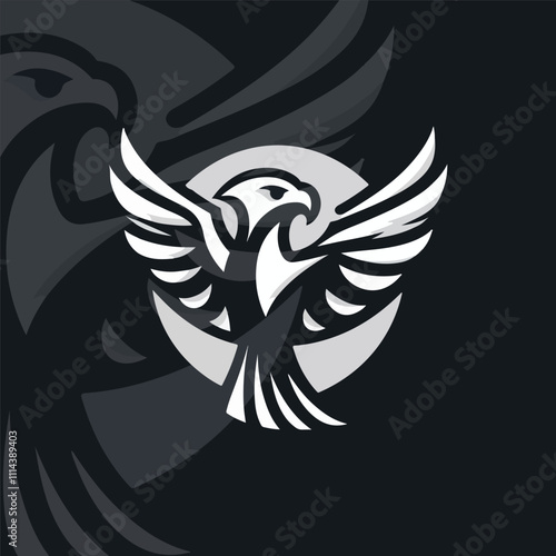 flat logo featuring a stylized falcon with outstretched wings