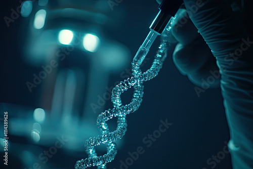 Close-up of a biotechnologist extracting DNA from a sample photo