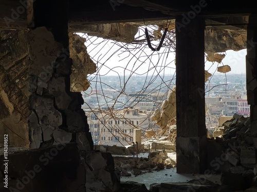 The city view of Mosul city in Iraq after the Iraq War