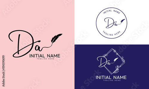 DA A D initial signature logo template vector photo