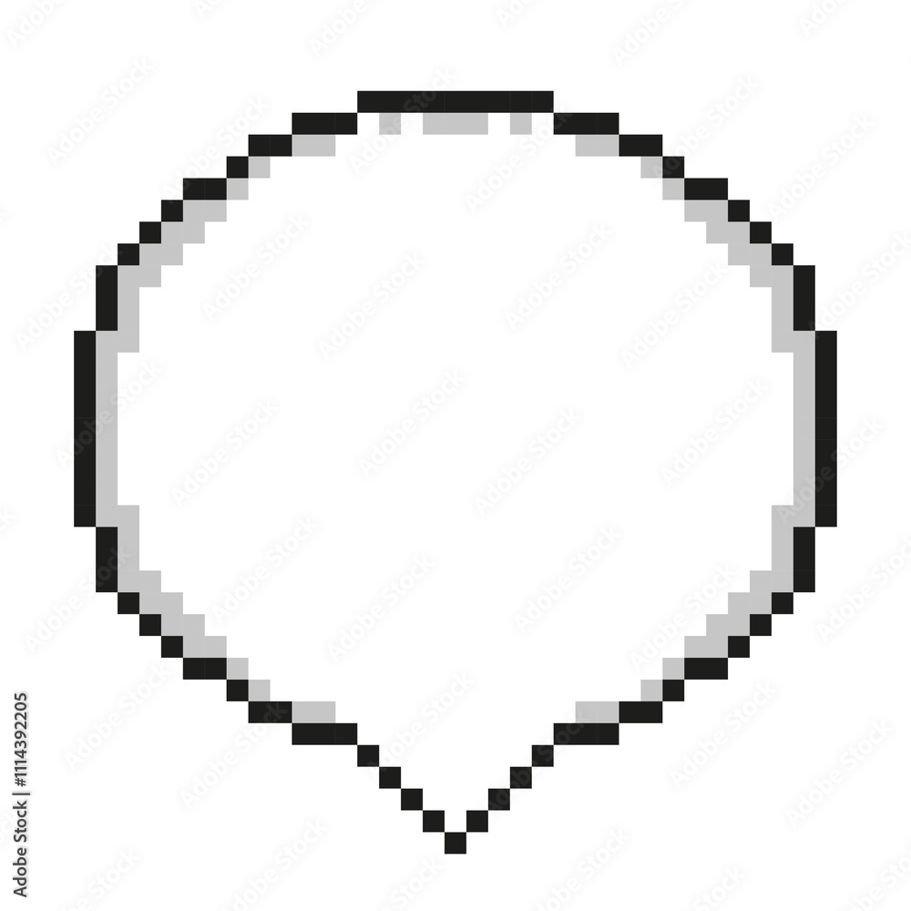 Fototapeta premium Pixel speech bubble isolated on white background. Pixel element. 8-bit style illustration.