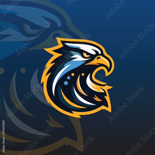 flat e-sport logo with a hawk or eagle head