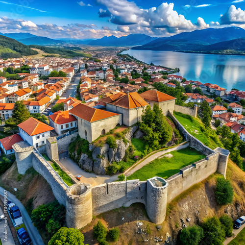 aerial view of samuel s fortress at ohrid in north photo