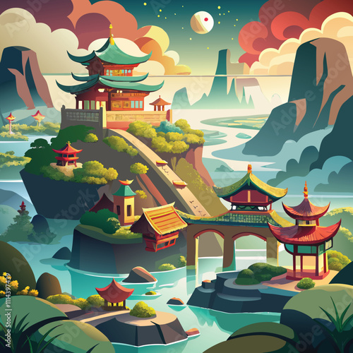 chinese temple in the morning