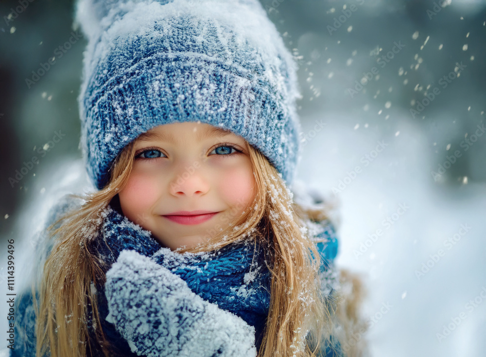 Winter mix brings joy to young girl playing in the fresh snow while bundled up warmly Winter mix brings joy to young girl playing in the fresh snow while bundled up warmly