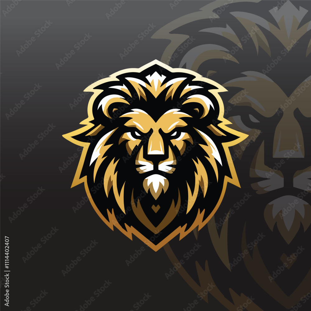 Fototapeta premium flat e-sport logo with a fierce lion head