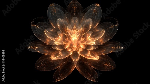 Golden Fractal Flower Abstract Design Art