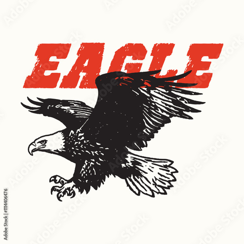 Retro Vintage Wild Eagle Vector Illustration