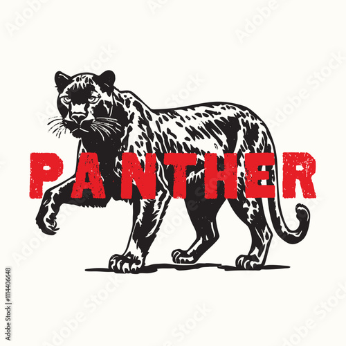 Retro Vintage Black Panther Vector Illustration