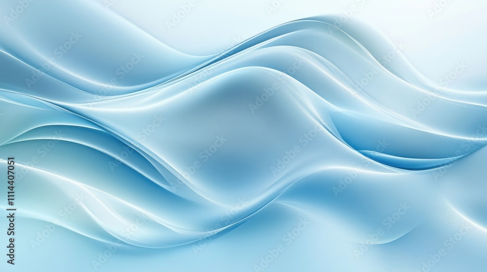 Obraz premium Elegant light blue abstract design with glowing nodes and fluid textures, emphasizing digital technology themes
