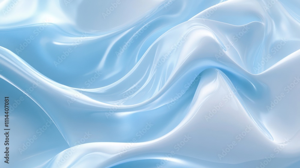 Fototapeta premium Elegant light blue abstract design with glowing nodes and fluid textures, emphasizing digital technology themes
