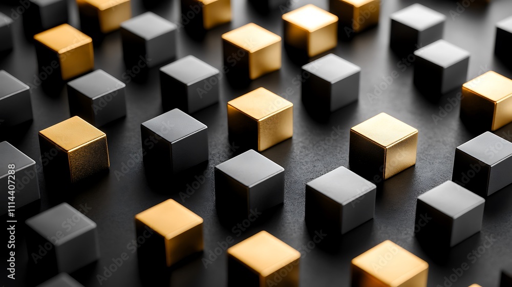 Gold and Black Cubes Arranged in a Pattern Gold and Black Cubes Arranged in a Pattern