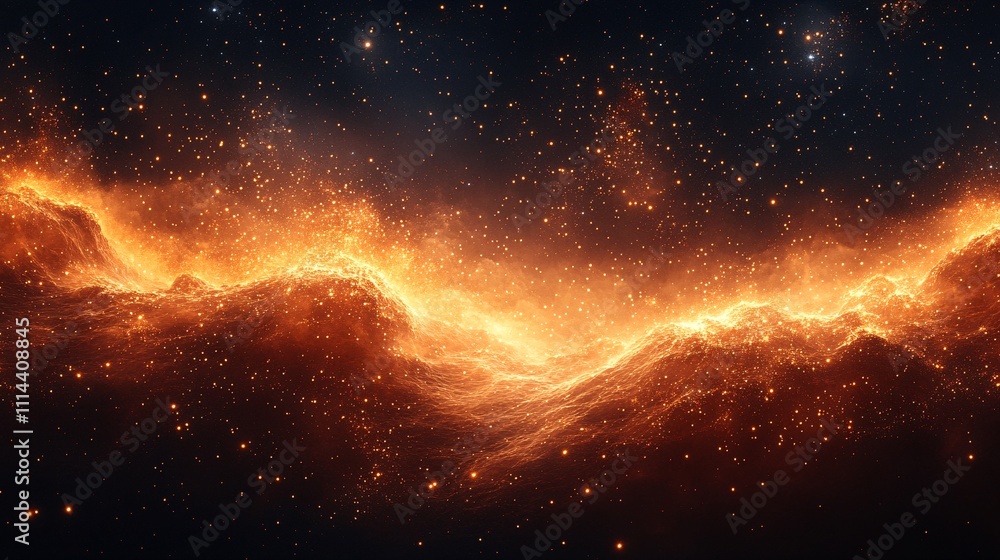 Obraz premium Cosmic Waves in Red and Black Background