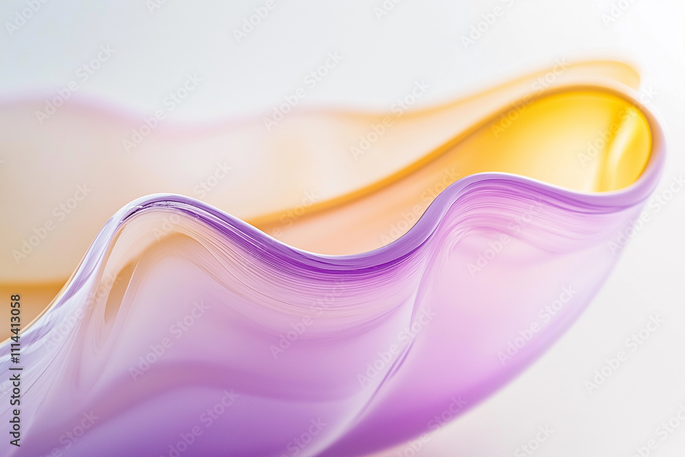 Fototapeta premium White background, purple and yellow gradient lines, flat style, close-up, glass texture. generative AI