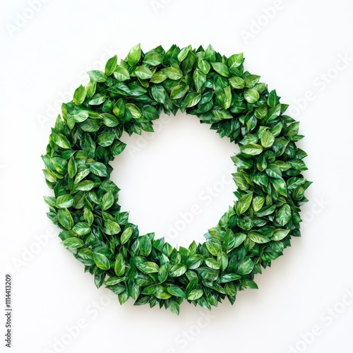 Hyper-Realistic Green Recycling Symbol Made of Leaves. High-Resolution Stock Photography with Professional Studio Lighting. photo