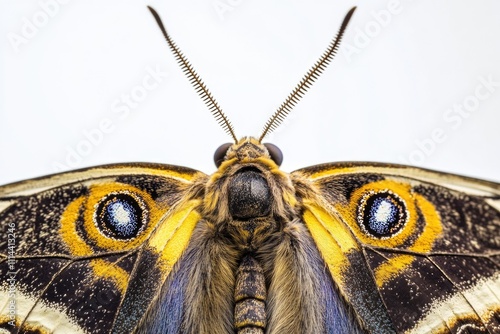 A close-up shot of a butterfly's wings and eyes, perfect for illustration or design projects photo