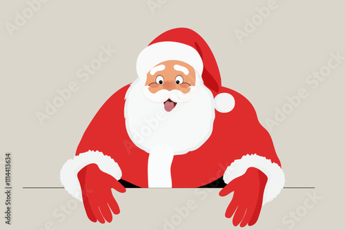 Vector cartoon illustration of Santa Claus showing tongue. Isolated on background.