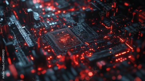 A close-up of the creation of electronic equipment chips at the factory