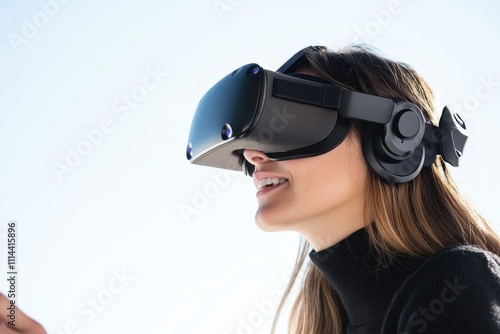 A person wearing VR glasses, suitable for technology or innovation concept images