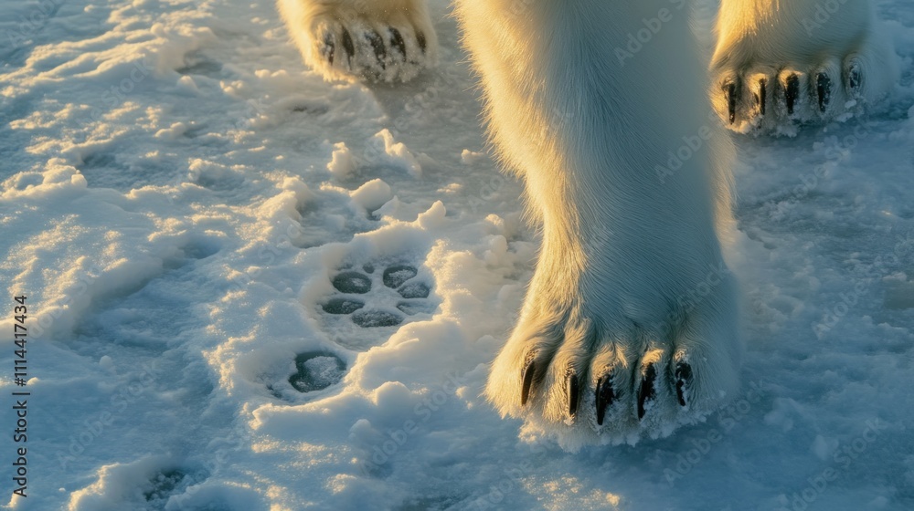Polar Bear Paw Prints on a Snowy Landscape Polar Bear Paw Prints on a Snowy Landscape