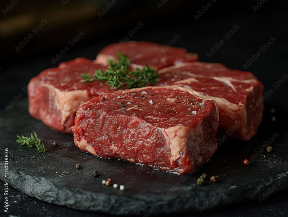 raw meat that has not been prepared yet. Emphasize the quality and freshness raw meat that has not been prepared yet. Emphasize the quality and freshness